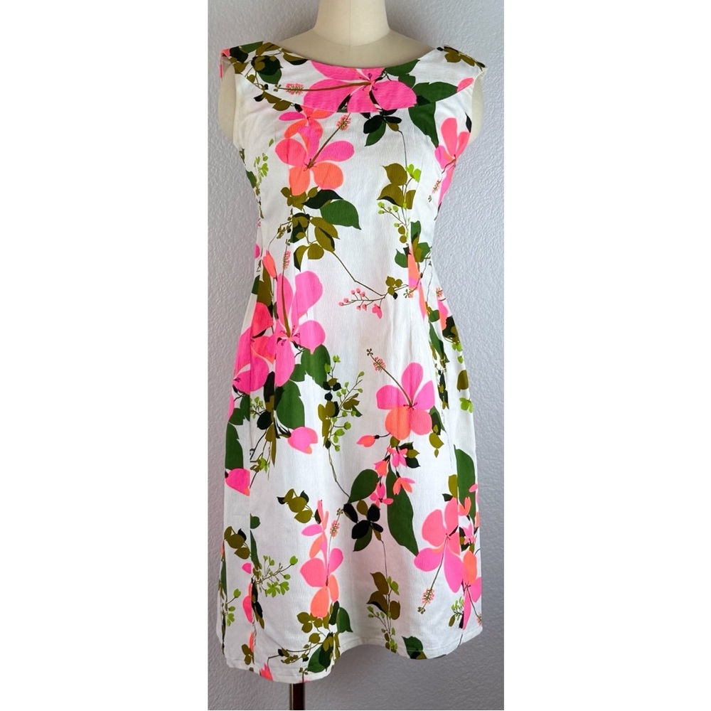 Royal Hawaiian Vintage 60s Hibiscus Print Draped Back Floral Column Dress Sz XS